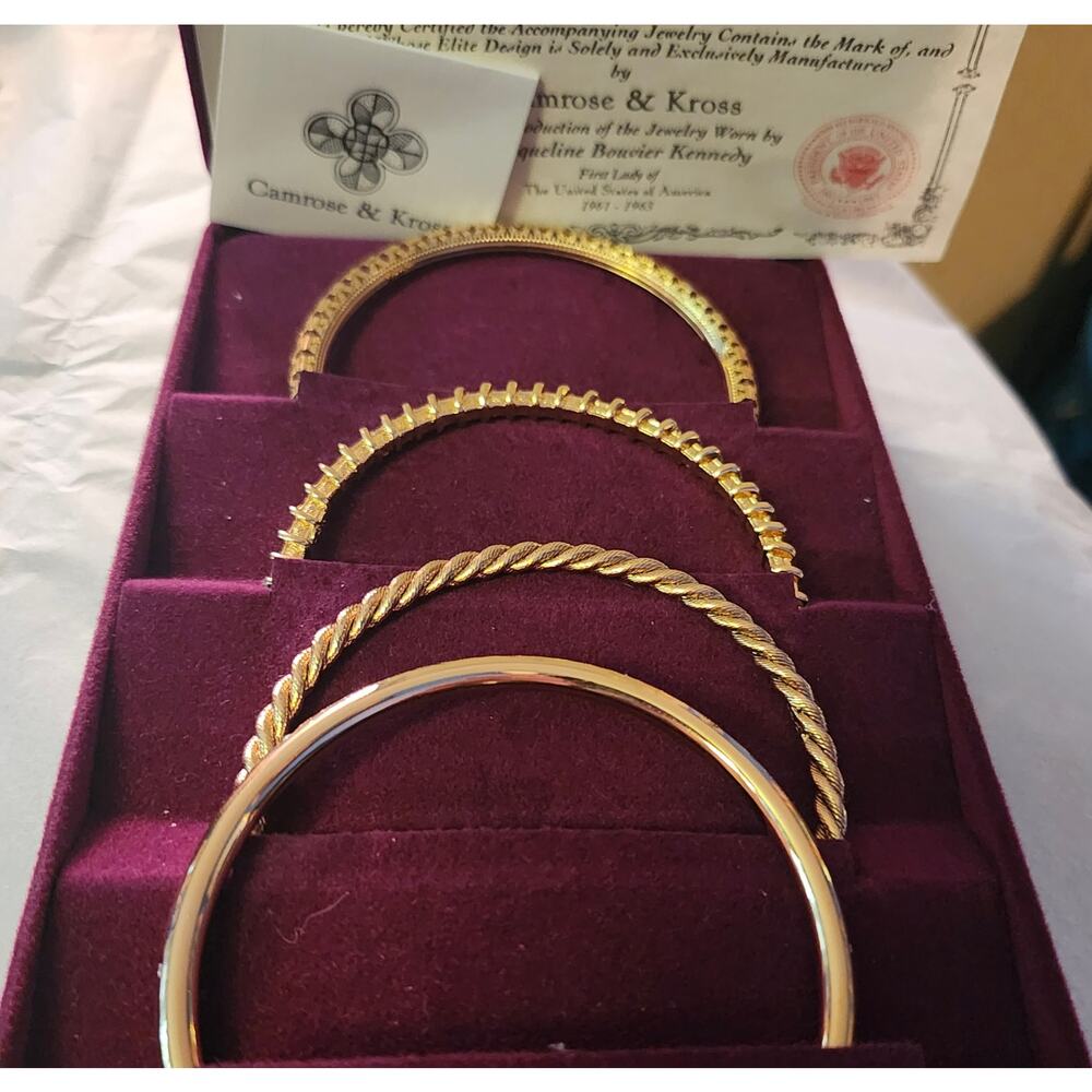 Camrose & Kross JBK Jackie Kennedy Gold Plated  4 Bangle Set NIB COA